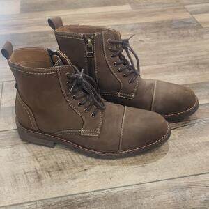 Dockers Mens Rawls Block Heel Lace Up Logger Boots Dark Tan 9M